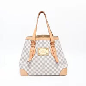 Louis Vuitton White Damier Hampstead Bag White Tote Azur